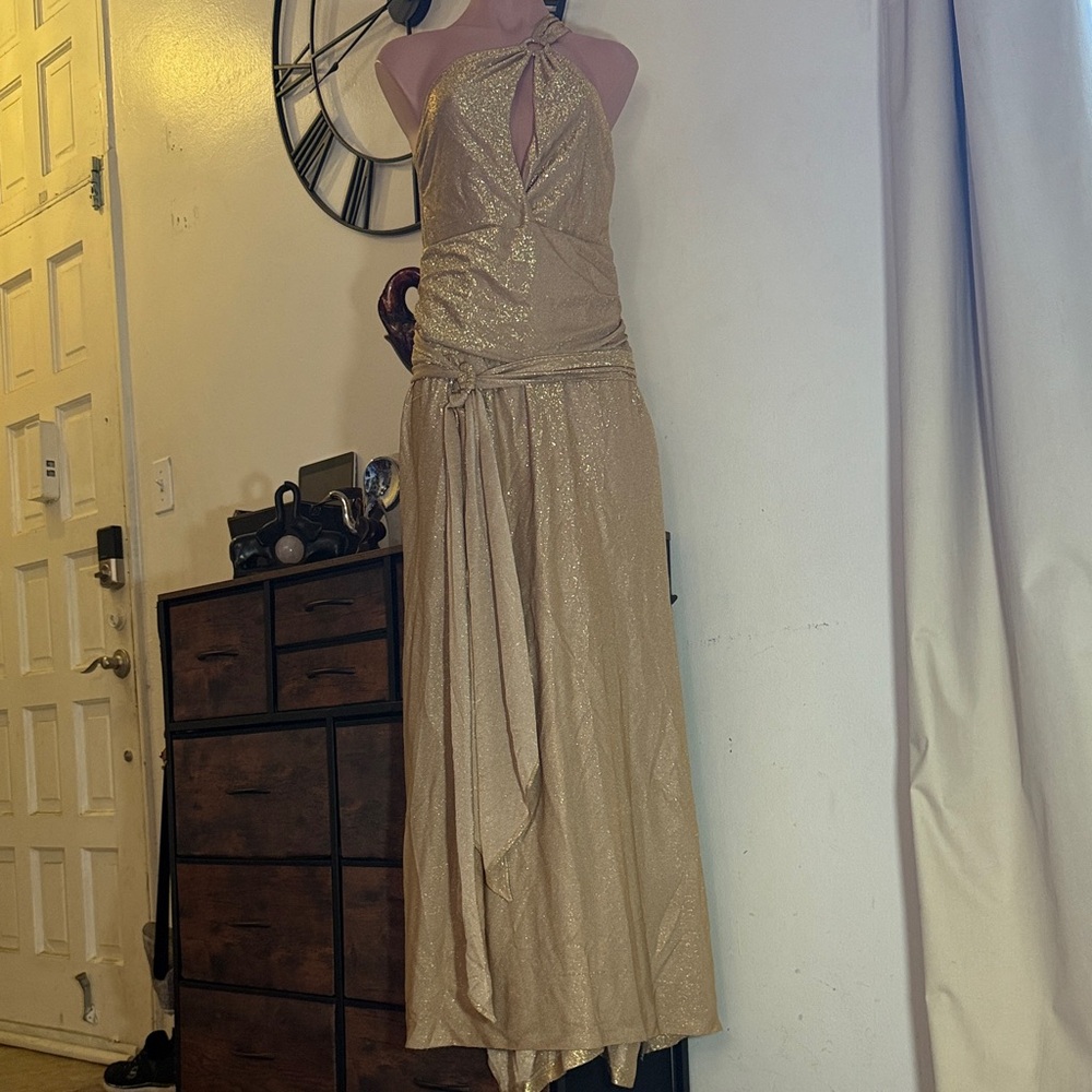 #168 Just Cavalli Gold Backless Dress